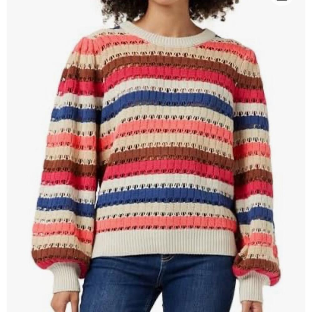 Minus Women's Mikala Long Sleeve Knit Pullover Long Sleeve Stripe Multi Relax XL
